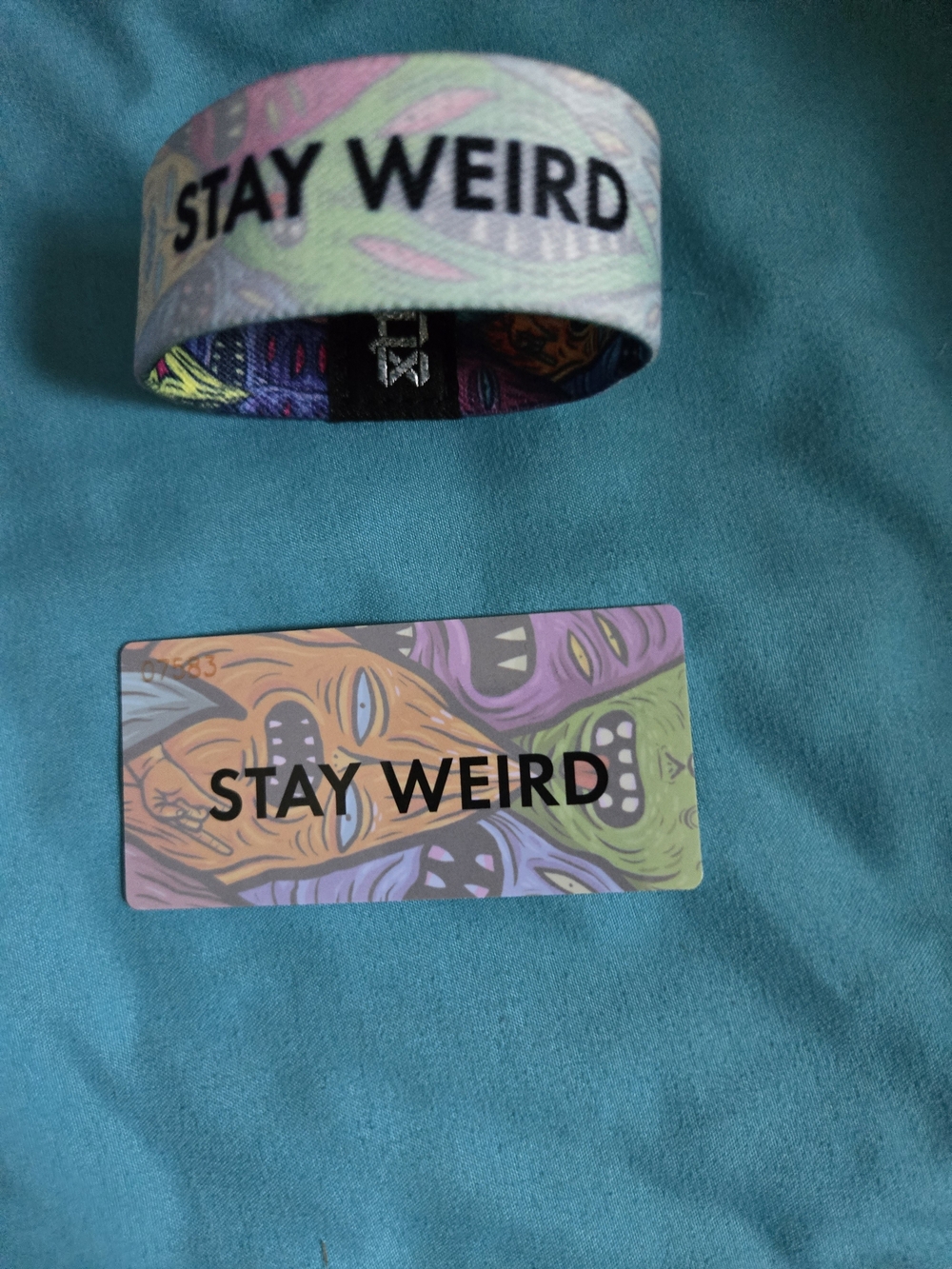 Stay Weird Multicolor Fabric Wristband - Zox